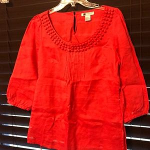 Red Linen Blouse